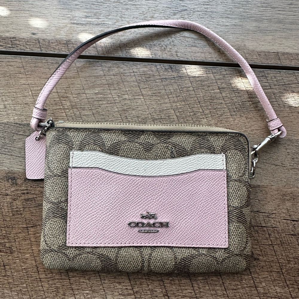 Coach Pink and Brown Wristlet